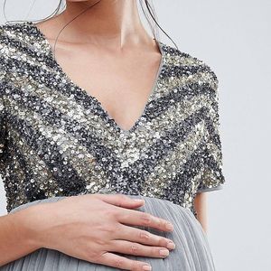 Maya Maternity v neck embellished bodice maxi